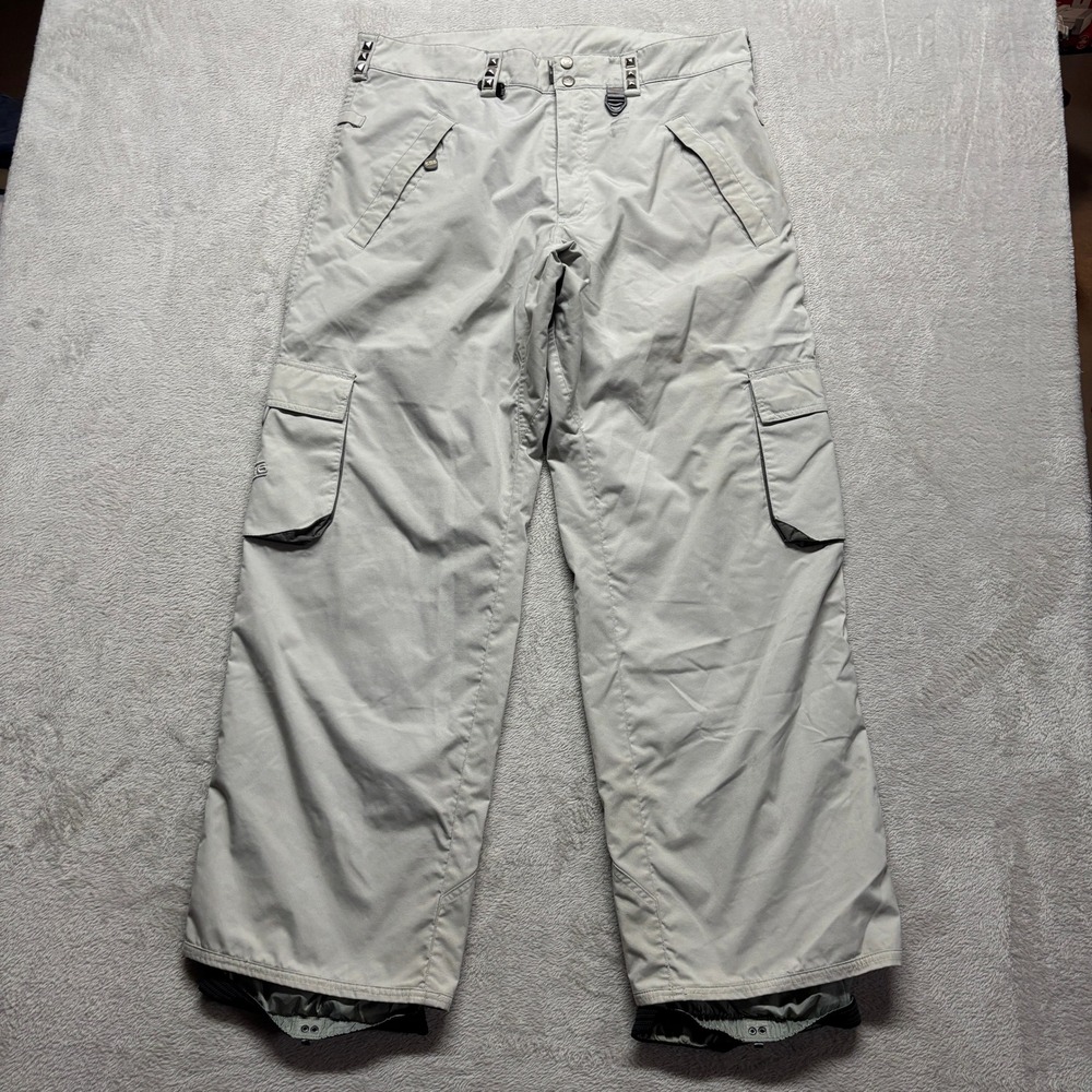 VTG 686 Snowboard Pants Unisex XL Outerwear Gray Studded Cargo Technical 90s Y2K